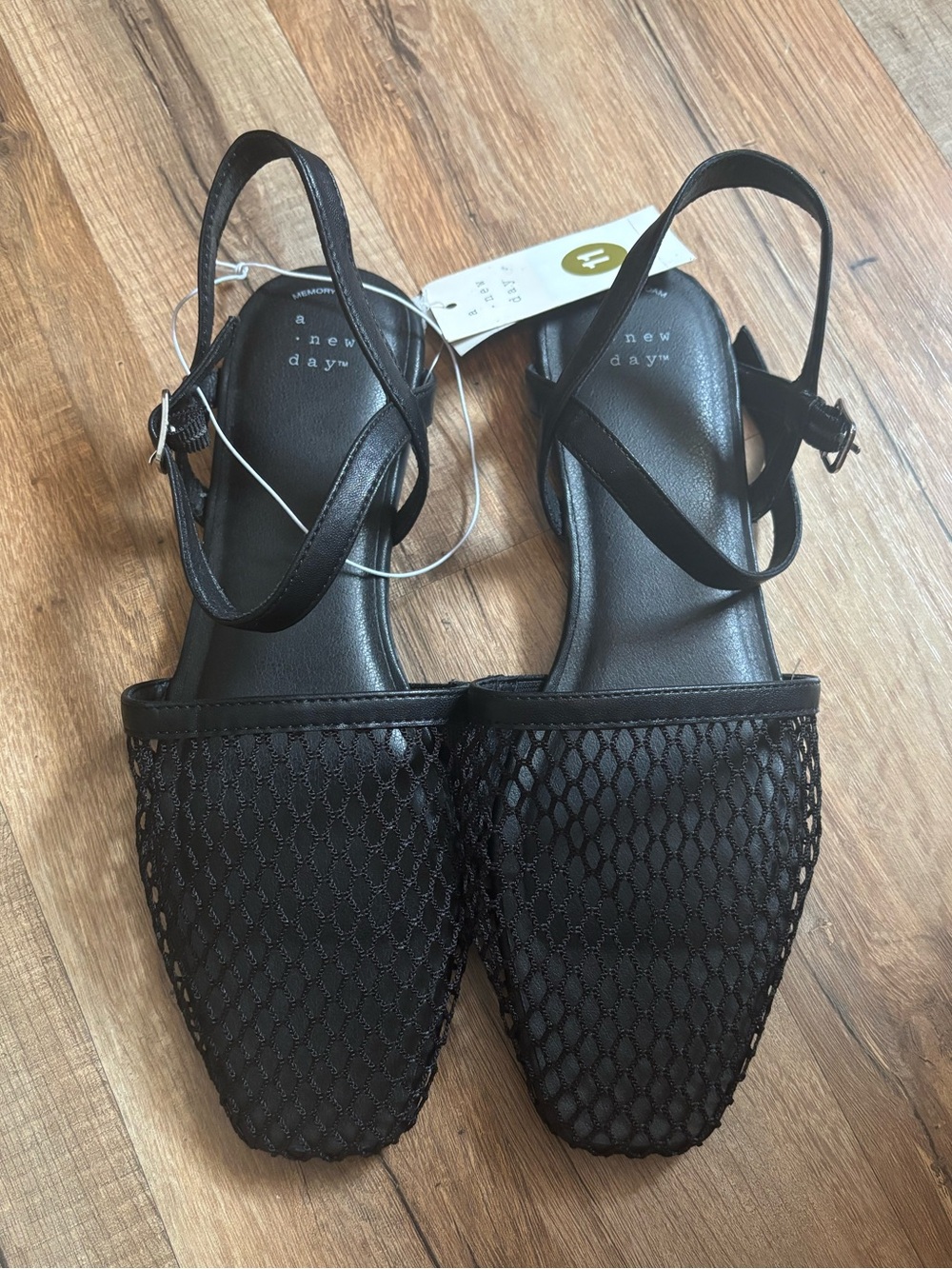 NWT a new day Black Mesh Square-Toe Slingback Flats Women’s 11